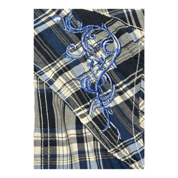 Urban Heritage Shirt Mens Medium Plaid Western Embroidered - Picture 4 of 9